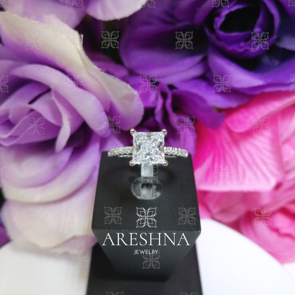 1.5ct Lab Diamond Princess Cut Engagement Ring - Picture 8 of 14